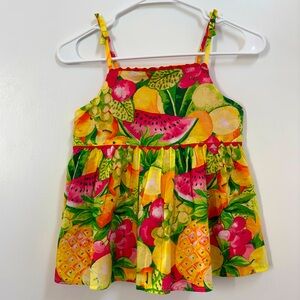 NWT Janie and Jack Fruit Bow Strap Tank Top Pink/Green/Orange Girl’s Size 10